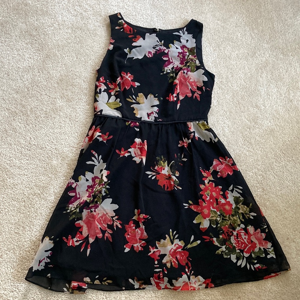 Loft black floral dress
